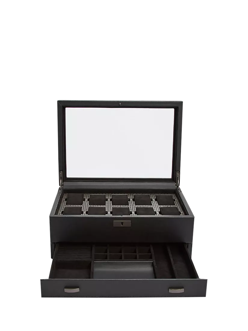 WOLF Axis vegan leather watch box 10 piece - British product