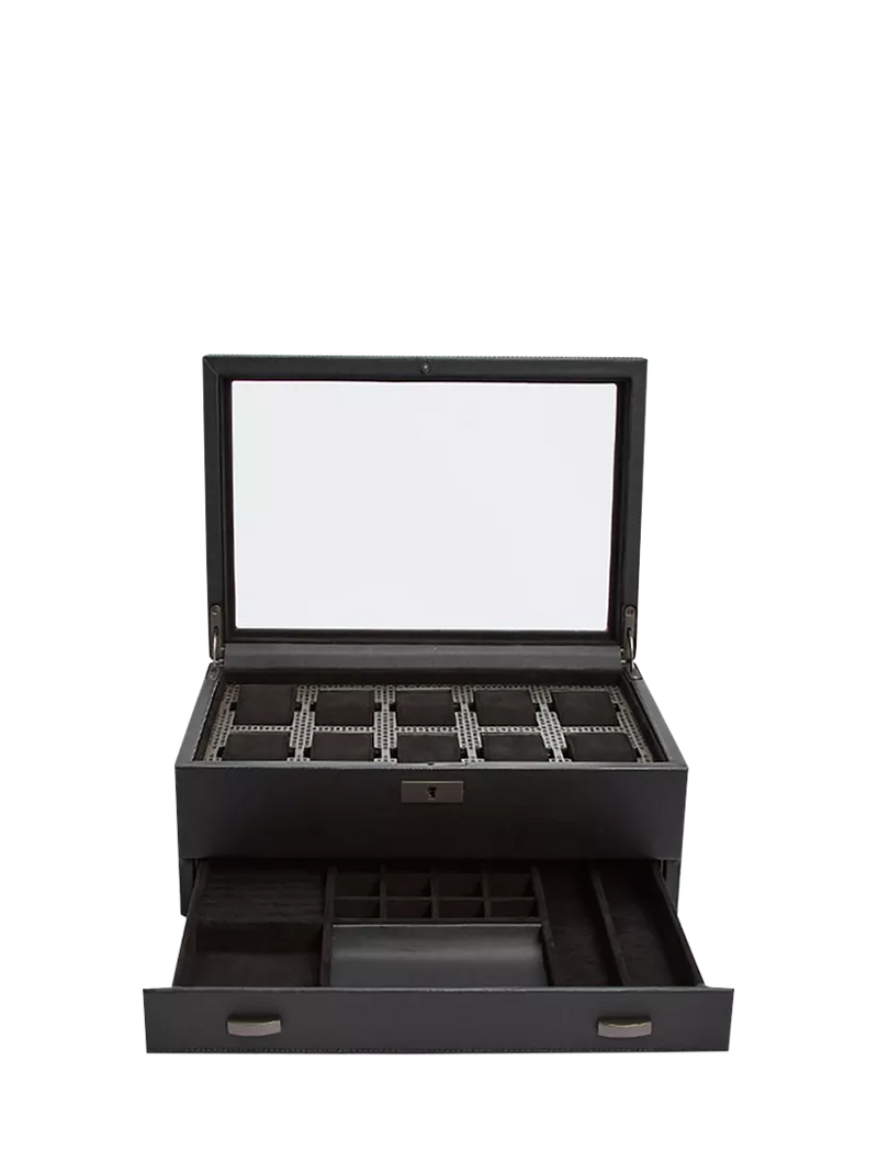WOLF Axis vegan leather watch box 10 piece - British product
