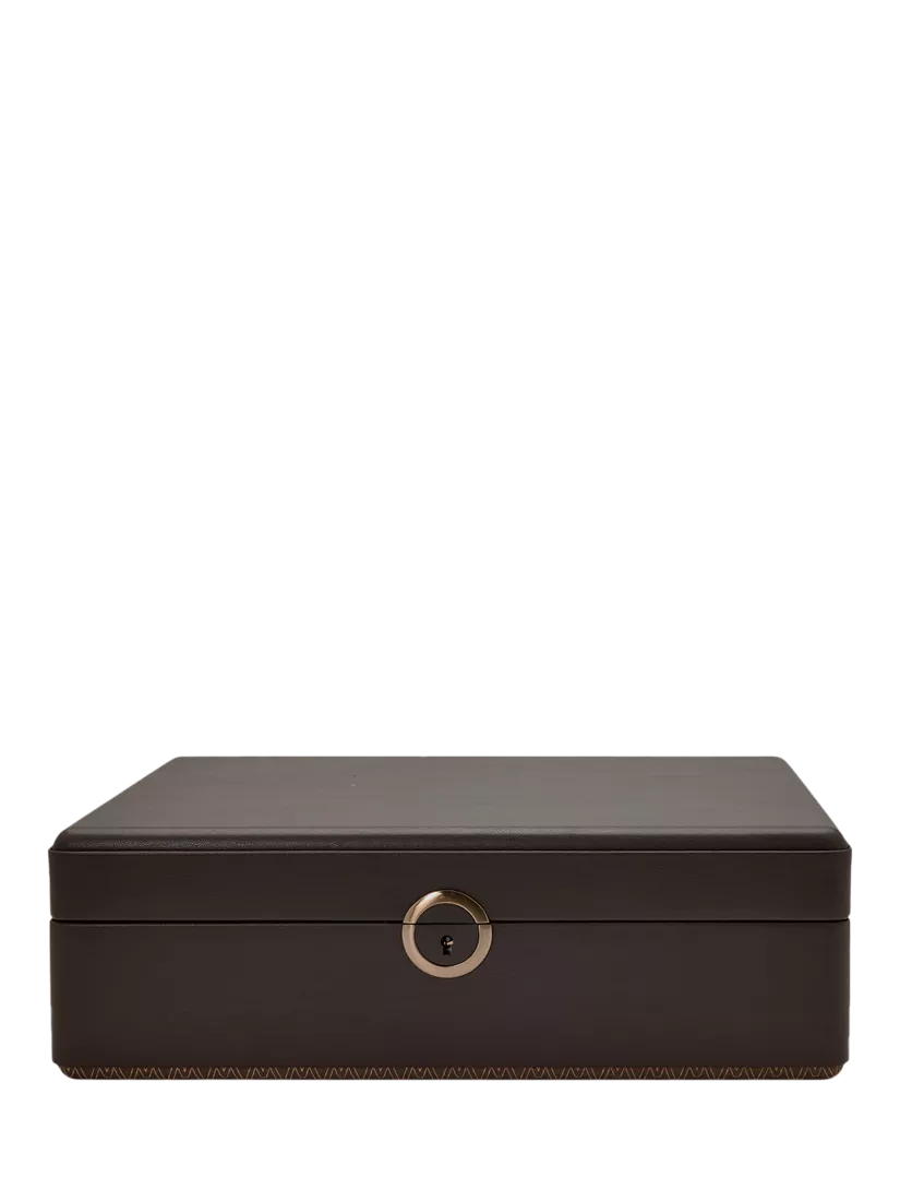 WOLF Earth Apple Leather 5 Piece Watch Box with Storage