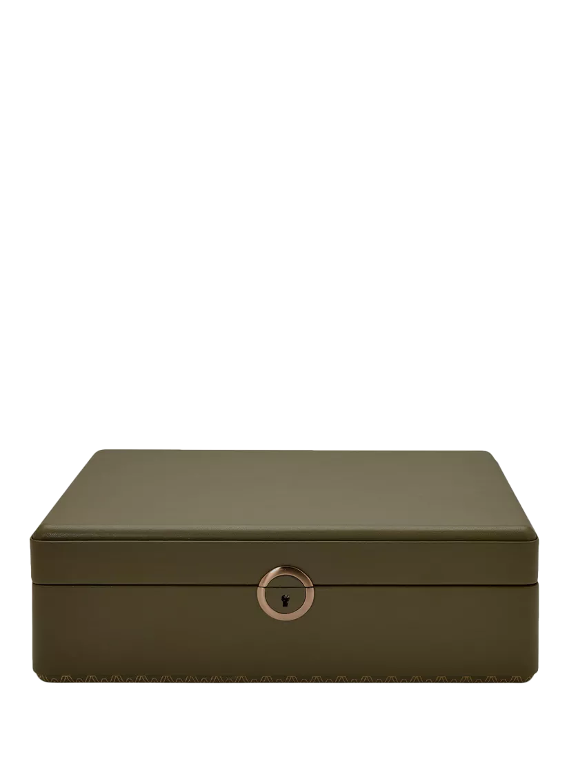 WOLF Earth Apple Leather 5 Piece Watch Box with Storage