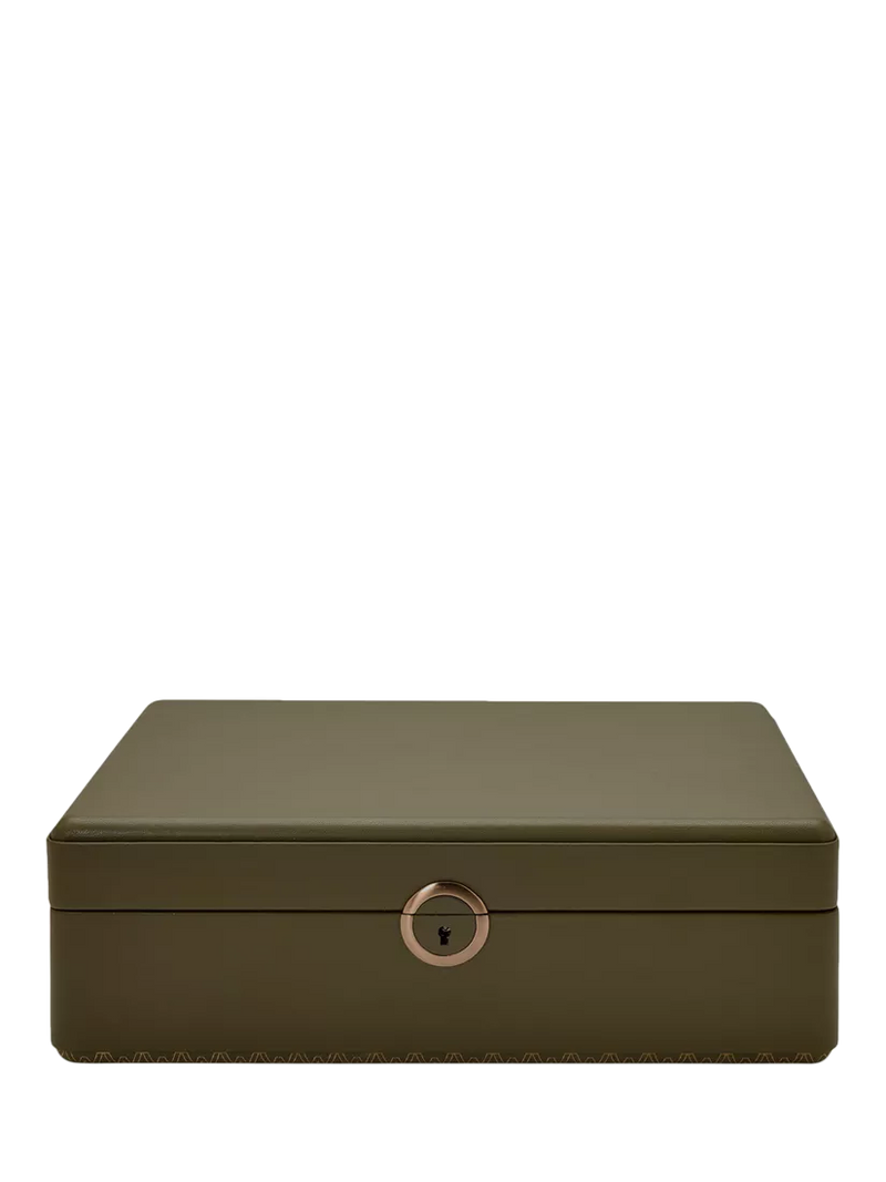 WOLF Earth Apple Leather 5 Piece Watch Box with Storage