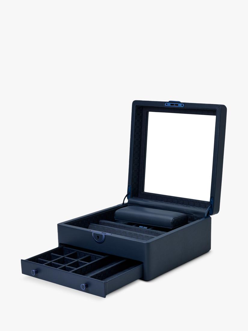 WOLF Earth watch stand box with apple leather and glass lid - British product