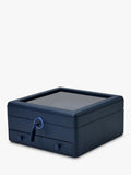 WOLF Earth watch stand box with apple leather and glass lid - British product