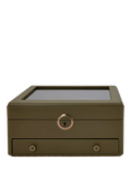 WOLF Earth Apple Leather Watch Stand Box with Glass Lid