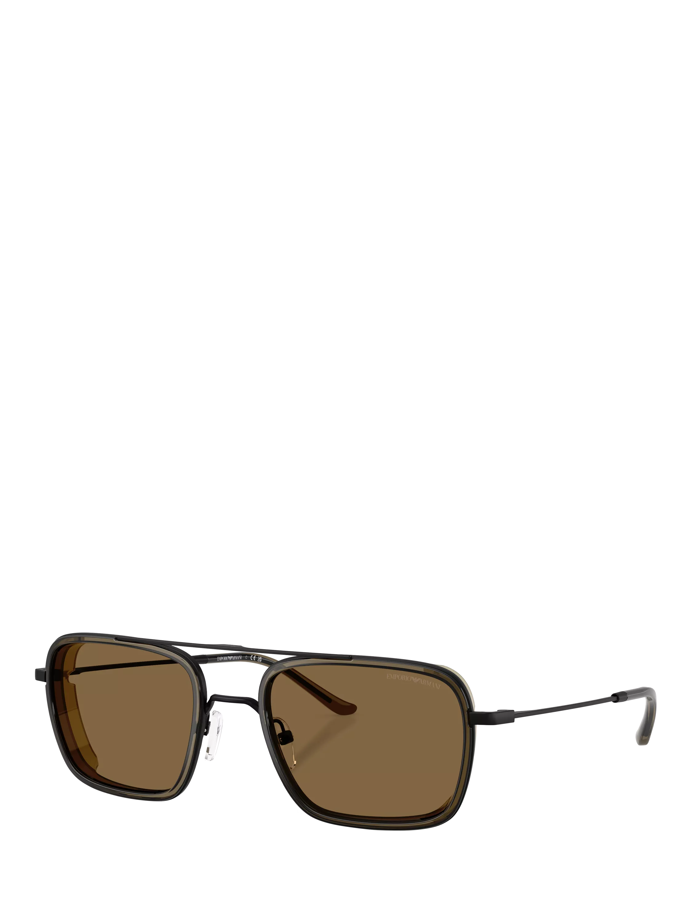 Emporio Armani square sunglasses matte black brown - British product
