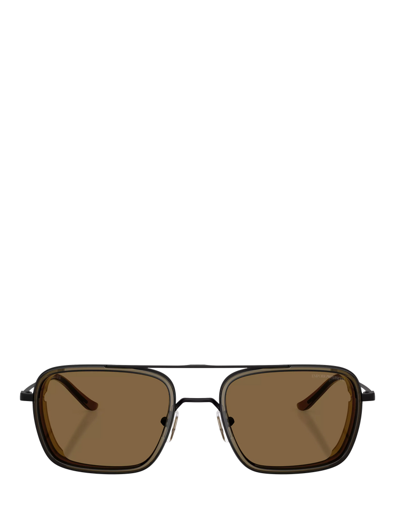 Emporio Armani square sunglasses matte black brown - British product