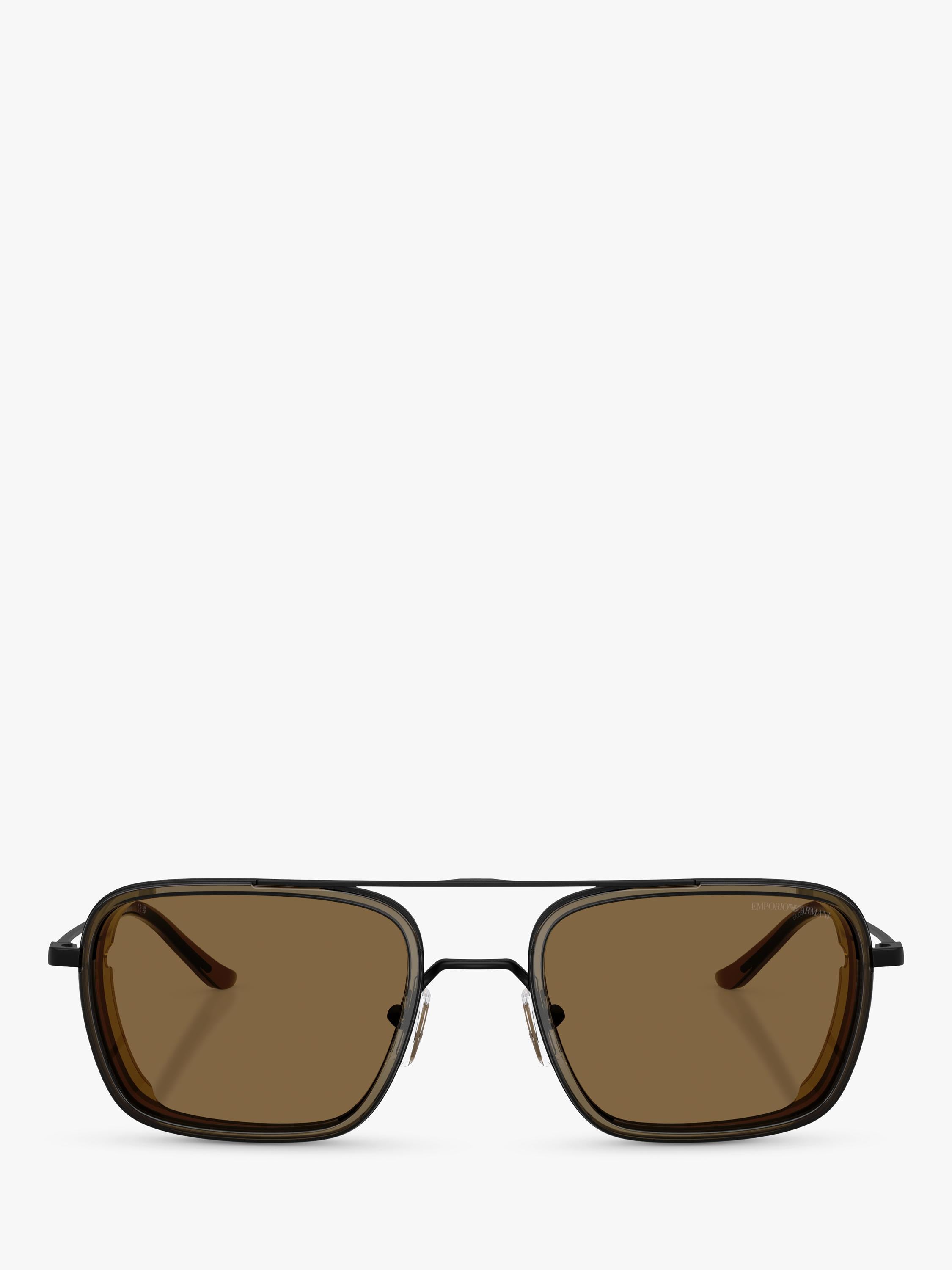 Emporio Armani square sunglasses matte black brown - British product