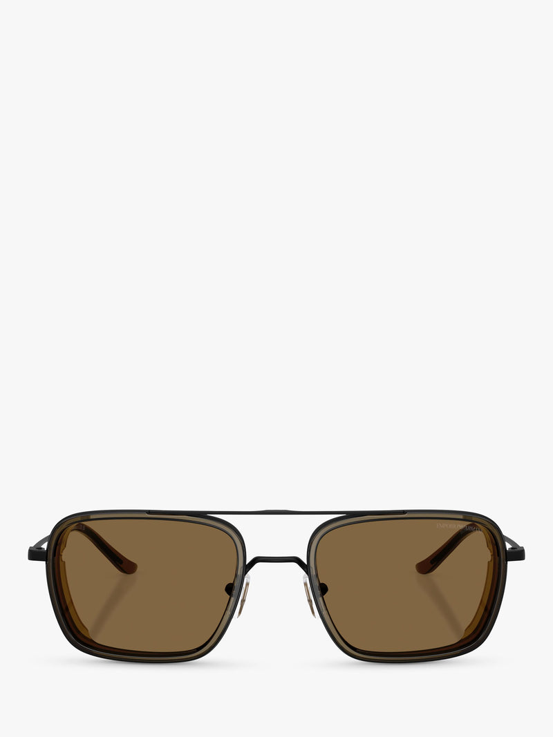 Emporio Armani square sunglasses matte black brown - British product