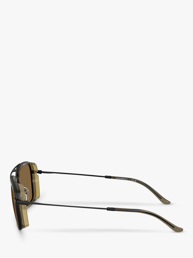 Emporio Armani square sunglasses matte black brown - British product