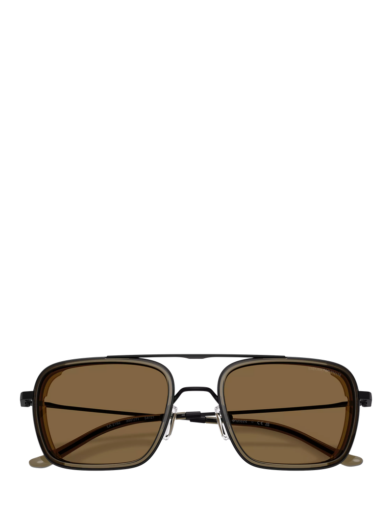 Emporio Armani square sunglasses matte black brown - British product