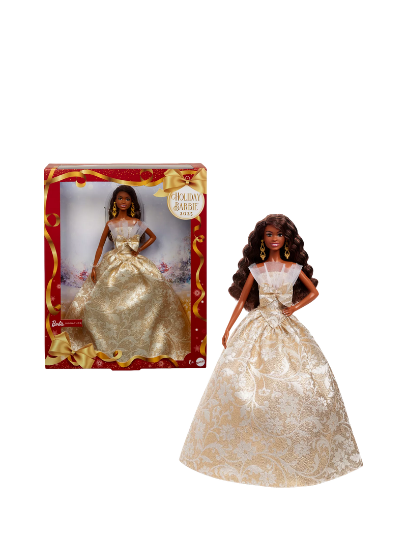 Barbie Holiday 2025 doll with silver gold gown, UK version