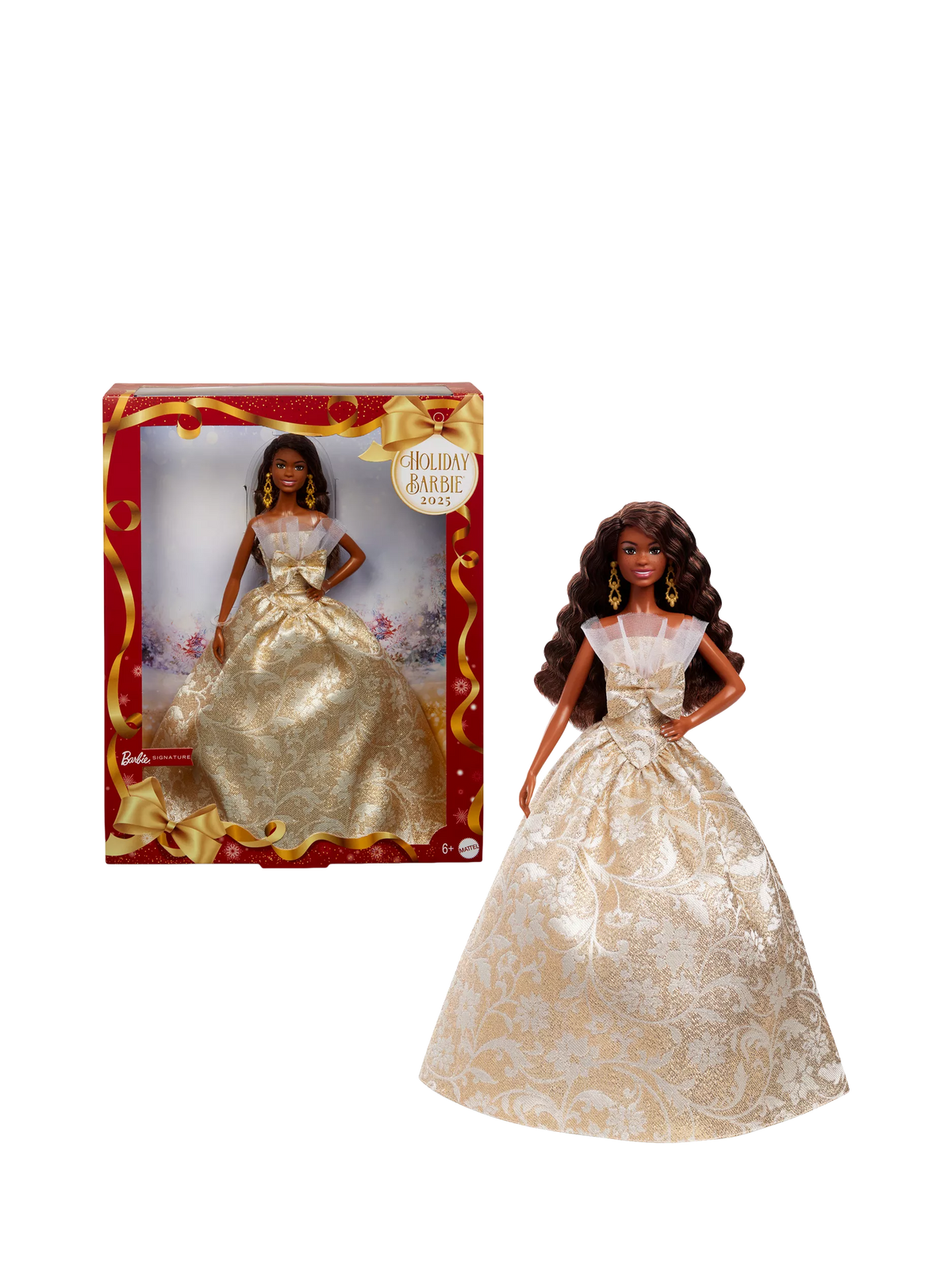 Barbie Holiday 2025 doll with silver gold gown, UK version