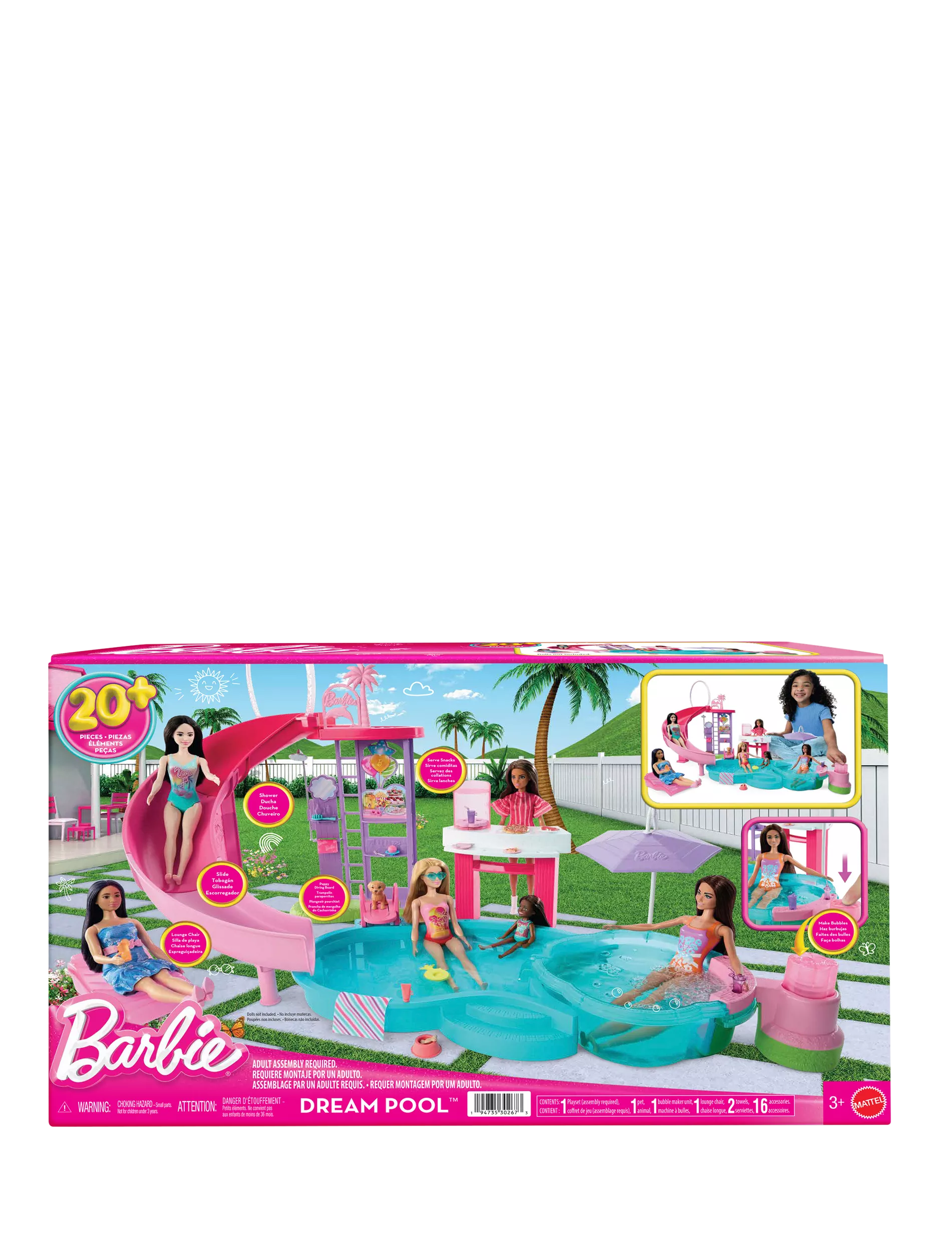 Barbie Dream Pool playset with slide and accessories - British product
