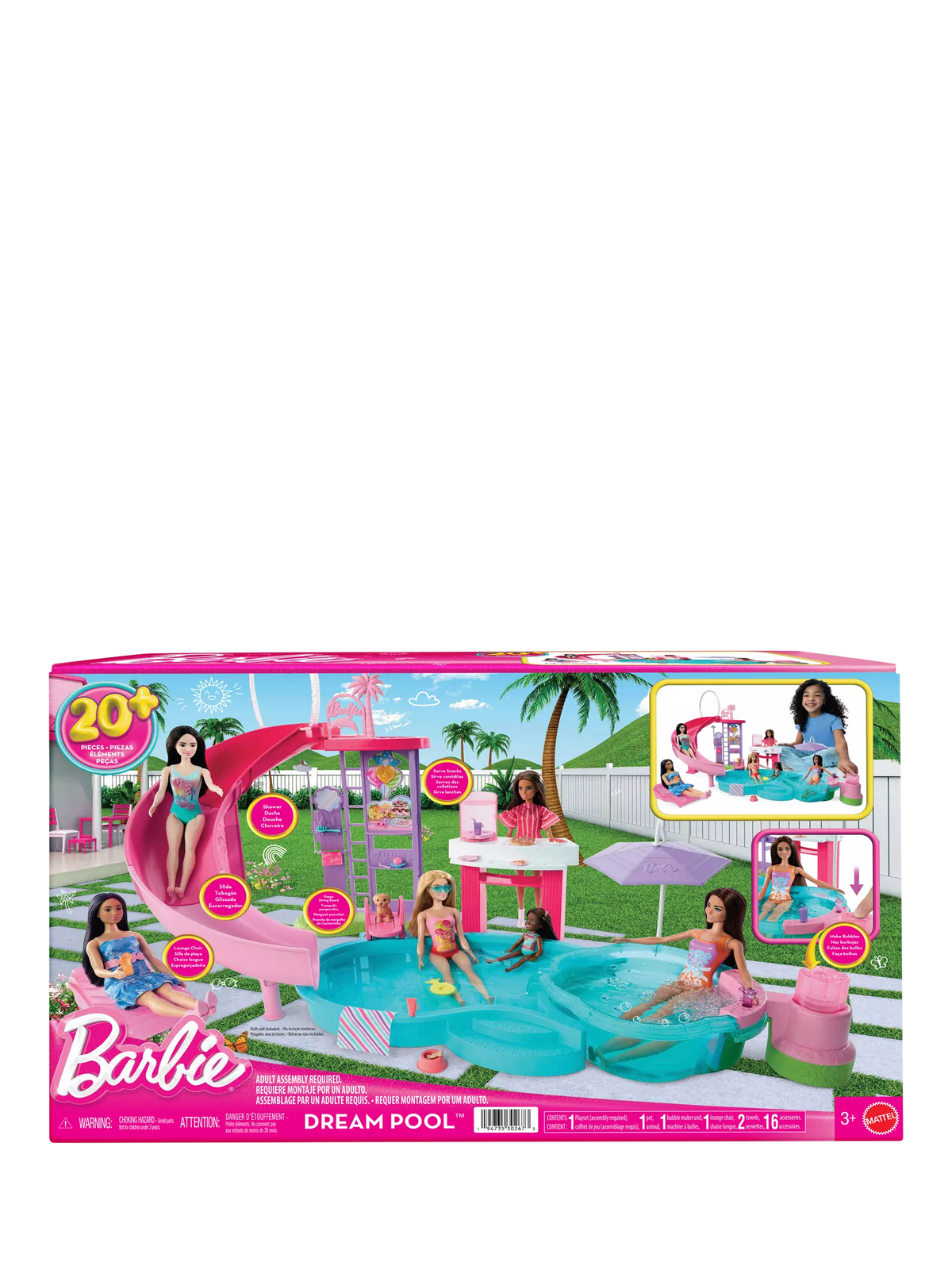 Barbie Dream Pool playset with slide and accessories - British product