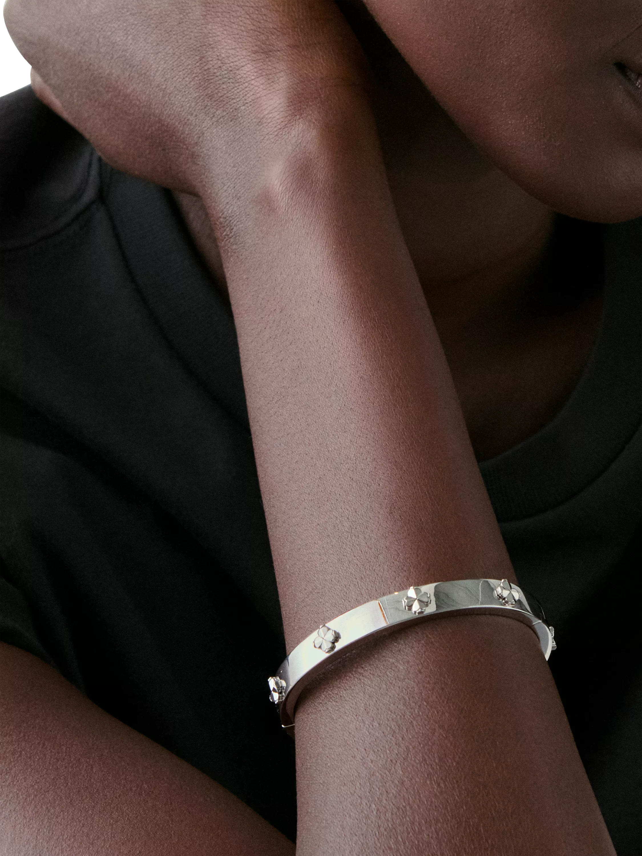 kate spade hinged flower bangle silver plated (British brand)