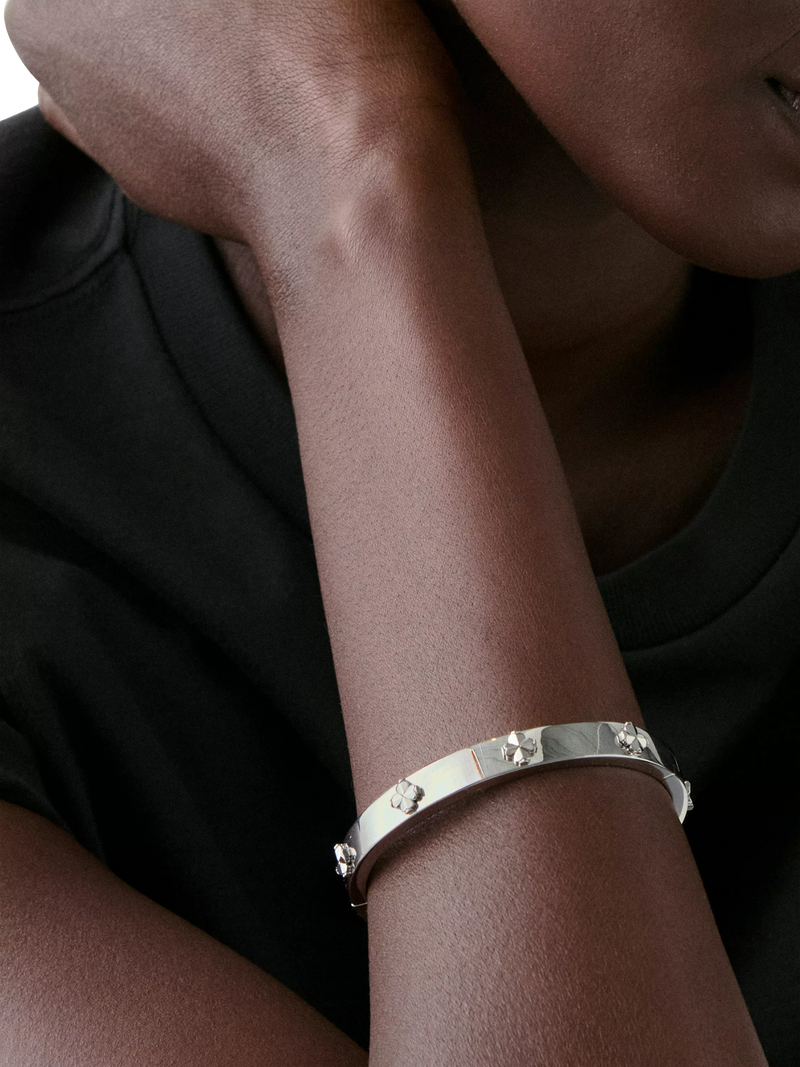 kate spade hinged flower bangle silver plated (British brand)