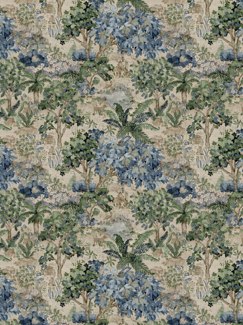 Sanderson woodland scene wallpaper mural with grass-cloth texture (British brand)