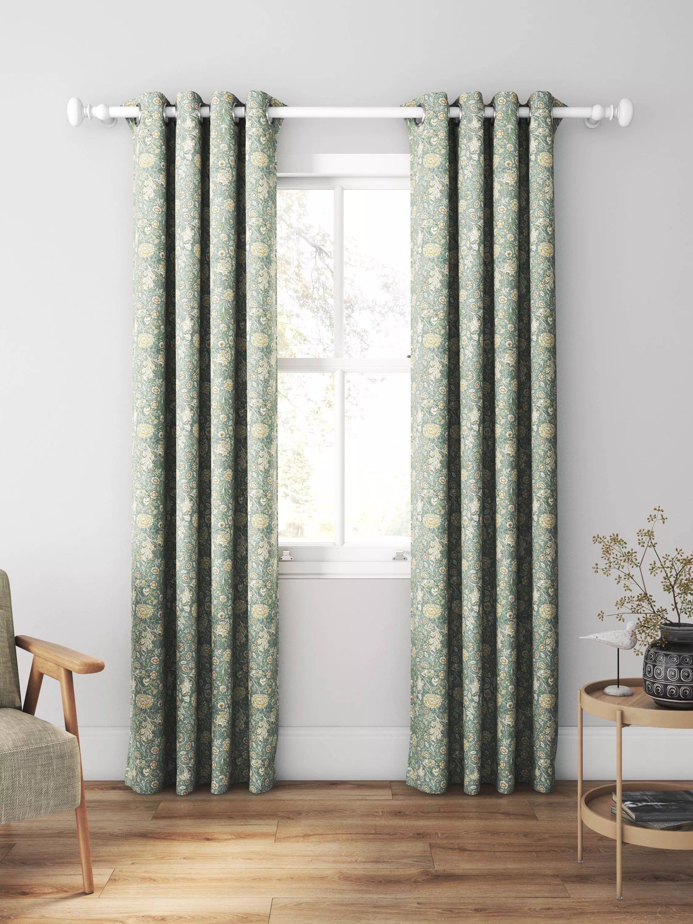 William Morris At Home Double Bough curtains and roman blind Bluebird (British brand)