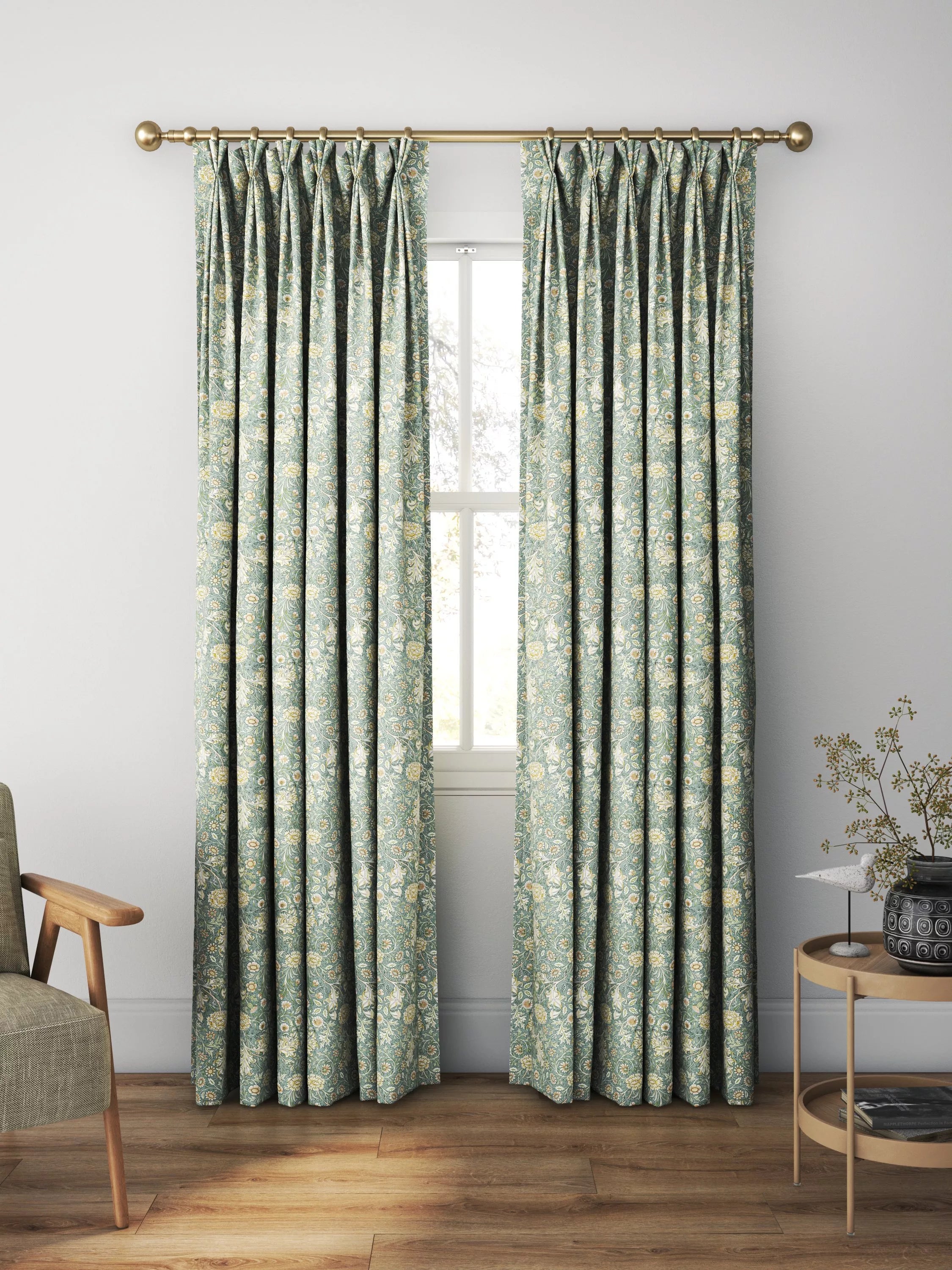 William Morris At Home Double Bough curtains and roman blind Bluebird (British brand)