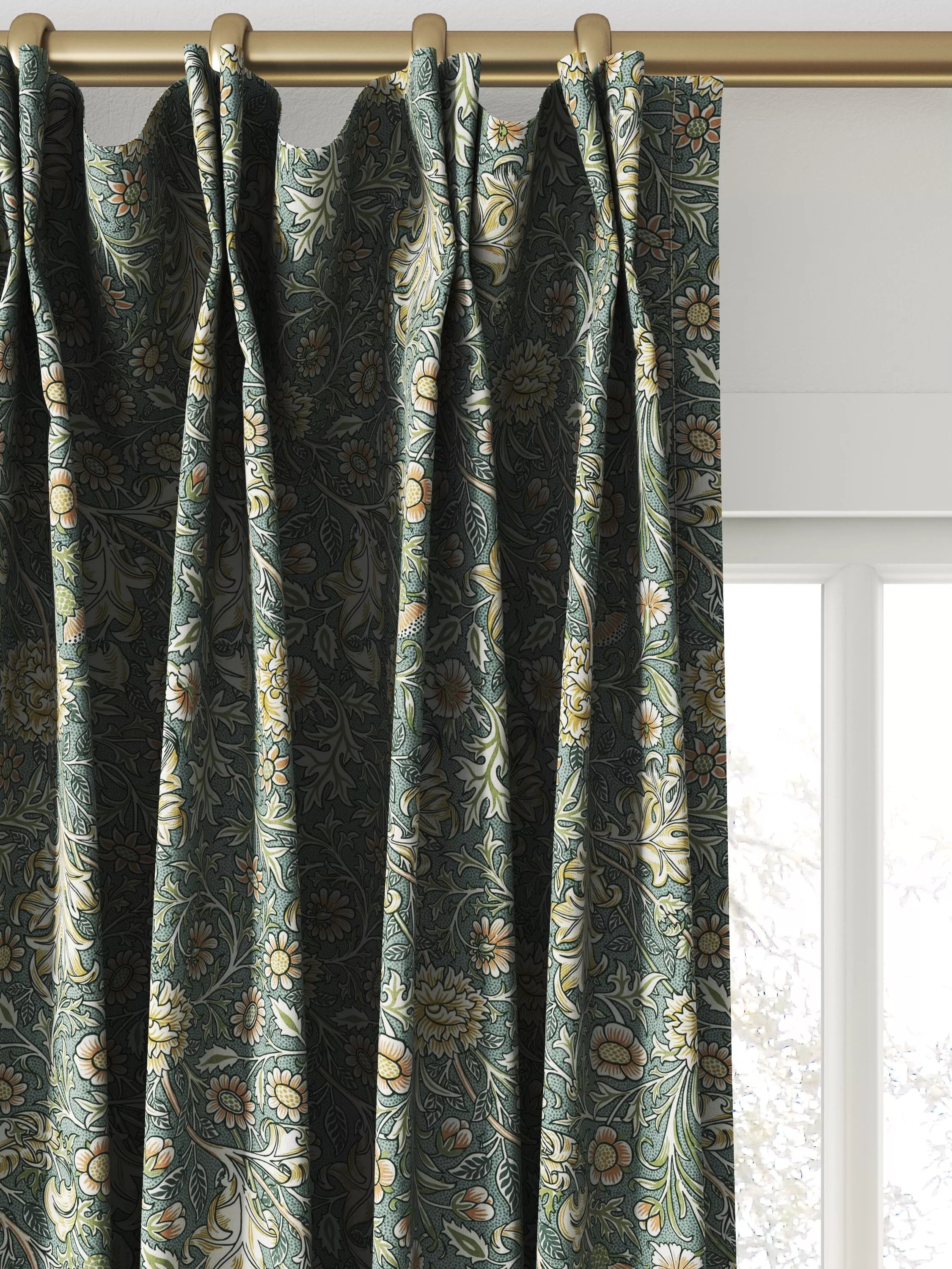William Morris At Home Double Bough curtains and roman blind Bluebird (British brand)