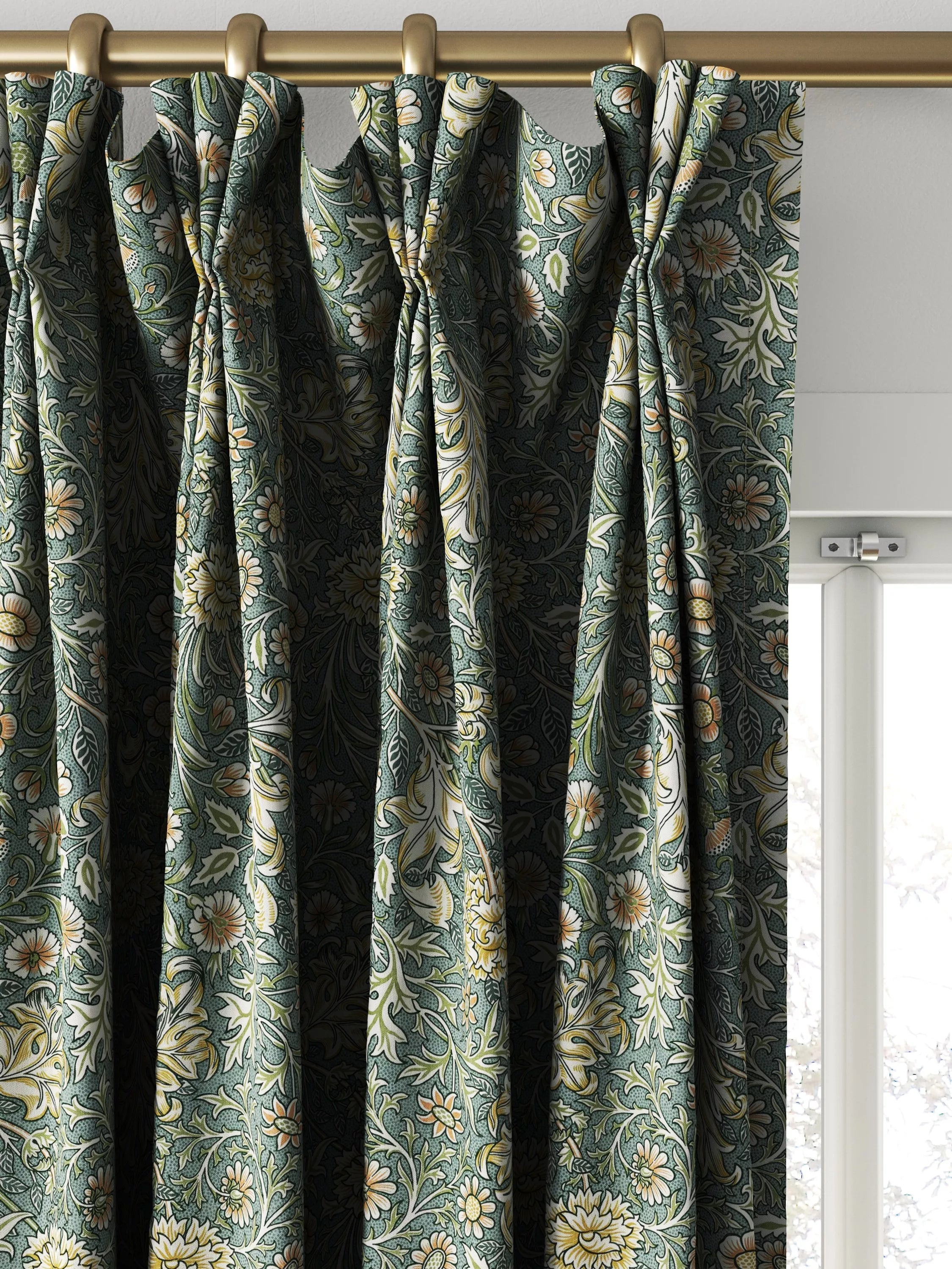 William Morris At Home Double Bough curtains and roman blind Bluebird (British brand)