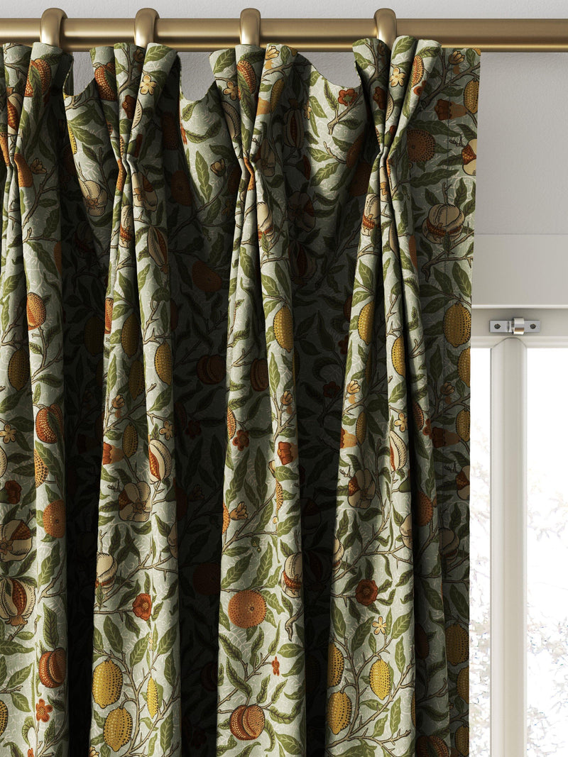 William Morris At Home Fruit curtains in Lichen, UK version