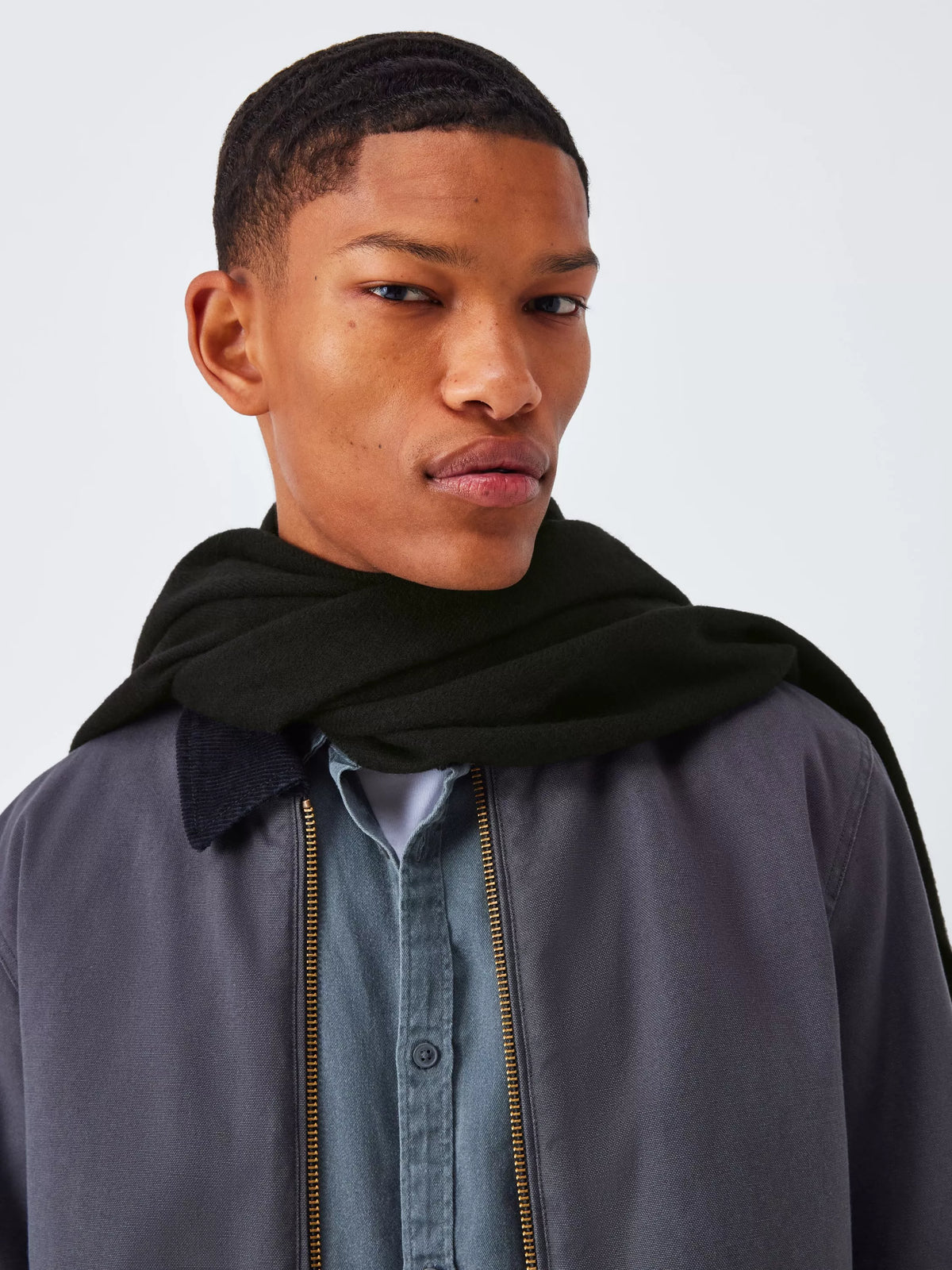 John Lewis Twill Scarf rectangular accessory with fringing (British brand)