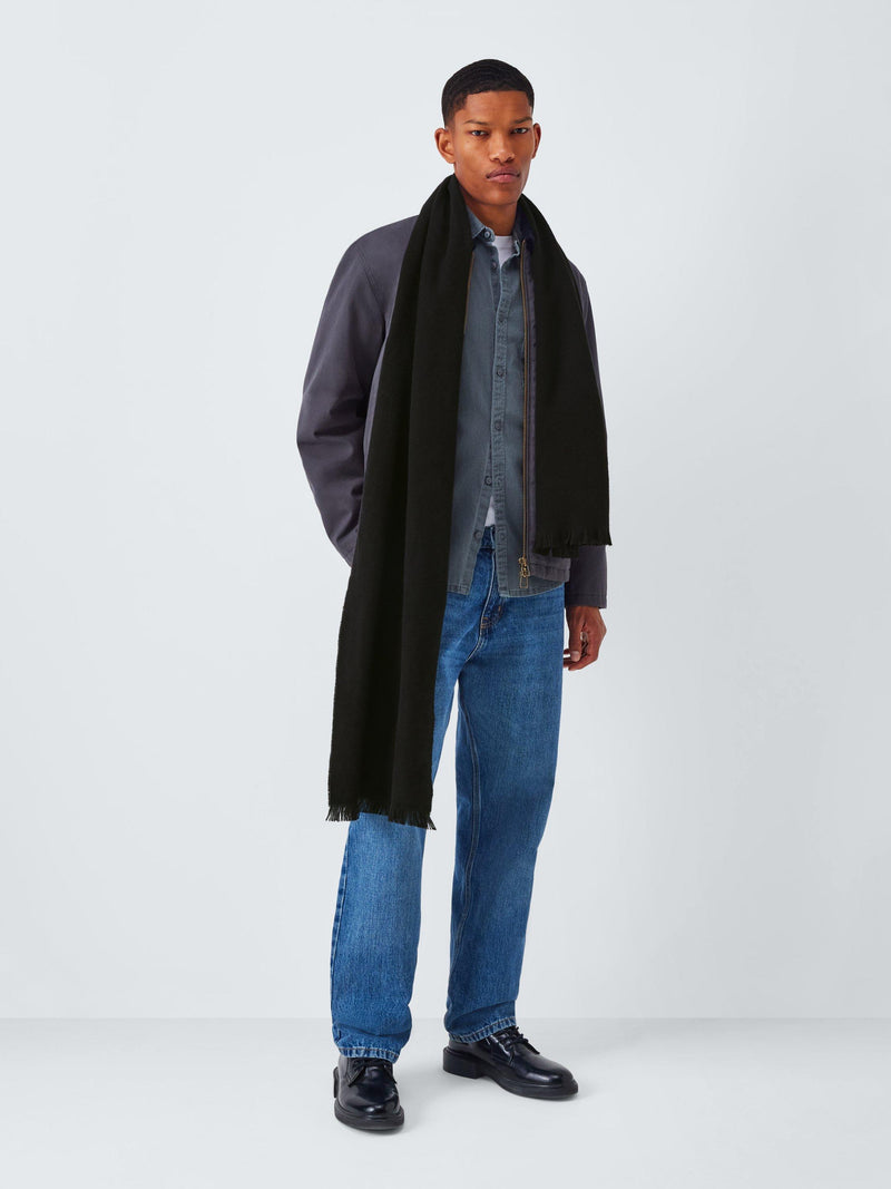John Lewis Twill Scarf rectangular accessory with fringing (British brand)