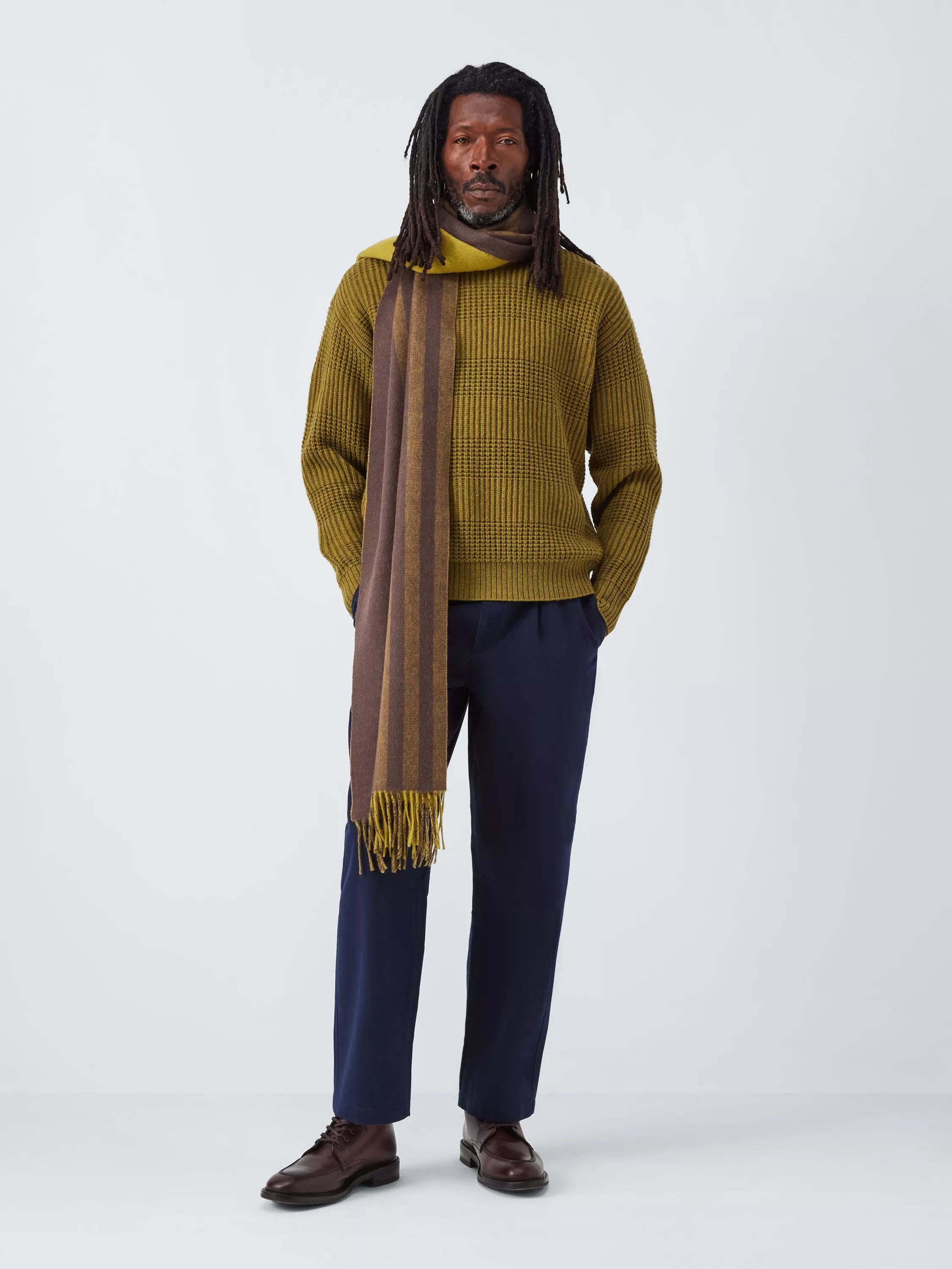 John Lewis stripe scarf brown multi wool (British brand)