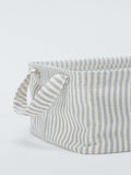 John Lewis stripe open storage box grey natural large, UK version