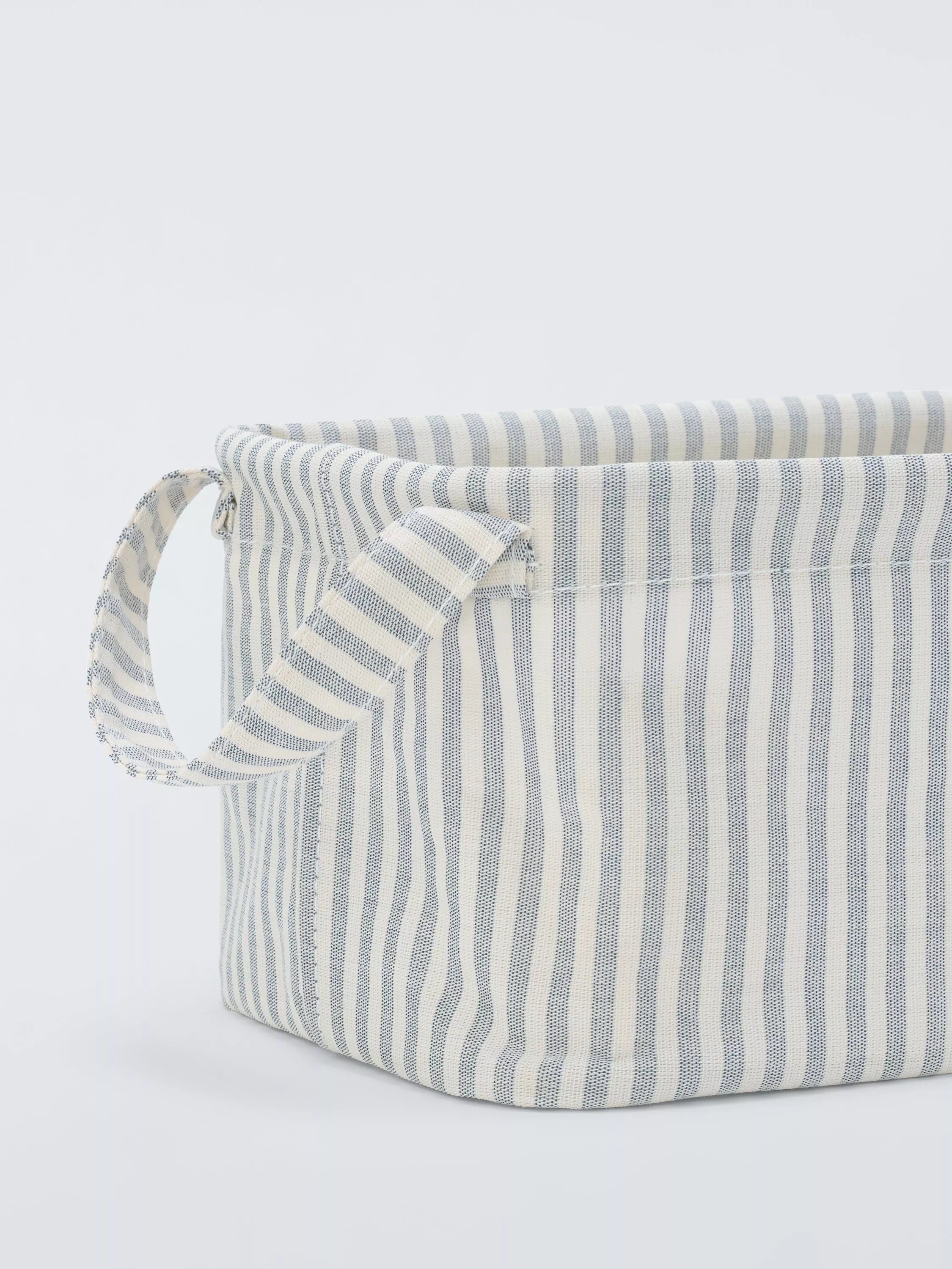 John Lewis stripe storage box grey natural small (British brand)