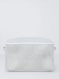 John Lewis grey and natural striped zipped storage bag large (British brand)