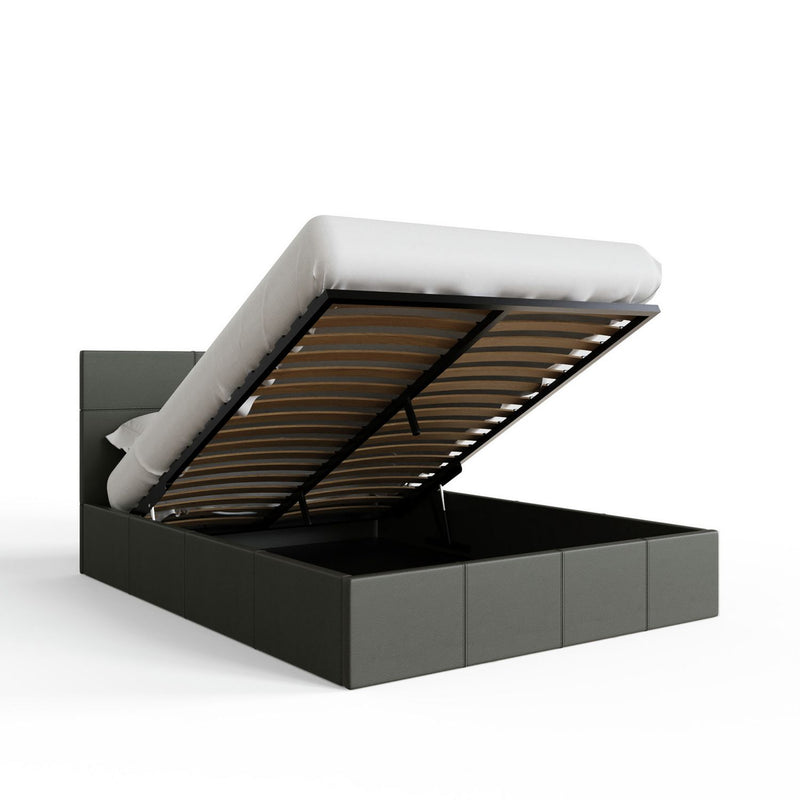 GFW End Lift Kingsize Faux Leather Ottoman Bed - Grey