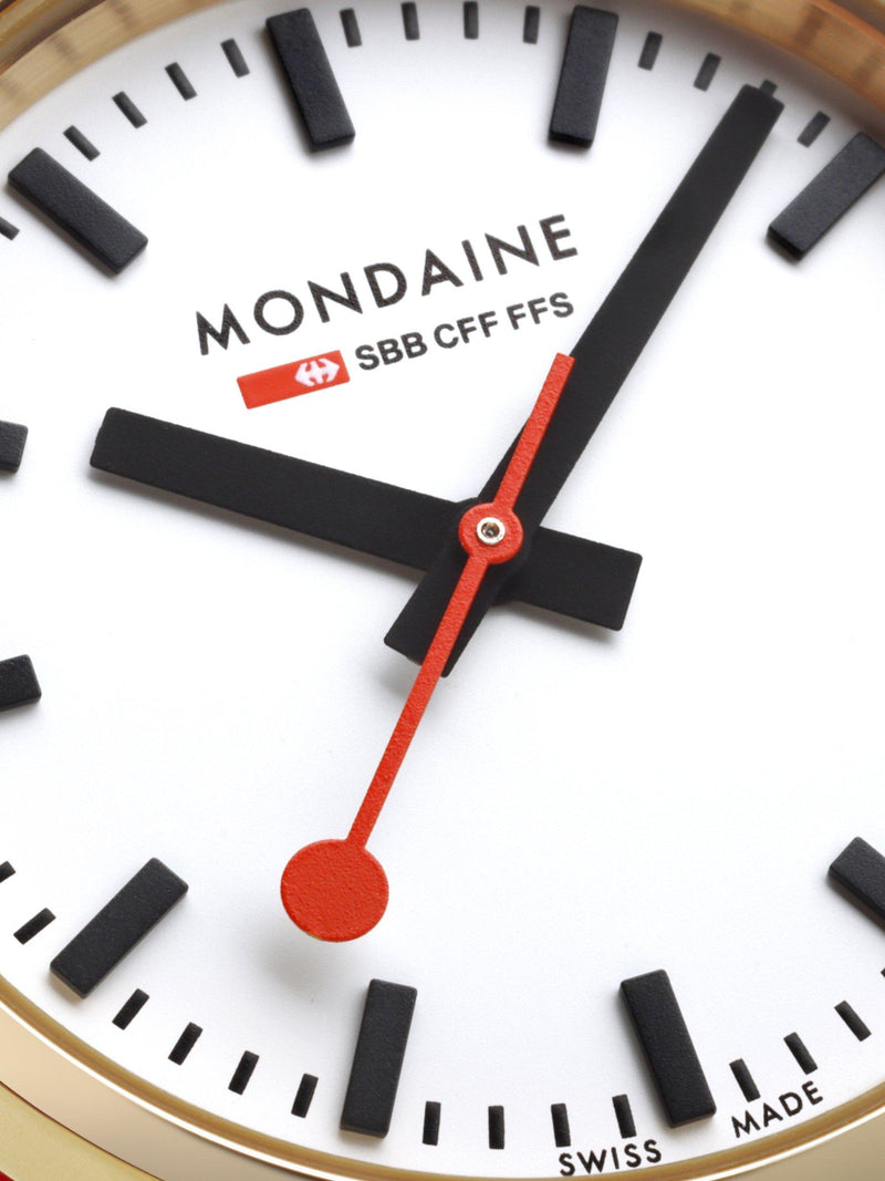 Mondaine classic watch 30mm black vegan leather strap - British product