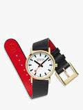 Mondaine classic watch 30mm black vegan leather strap - British product