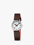 Mondaine women's classic watch 30mm brown vegan leather strap, imported from the UK
