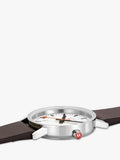 Mondaine women's classic watch 30mm brown vegan leather strap, imported from the UK