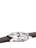 Mondaine women's classic watch 30mm brown vegan leather strap, imported from the UK