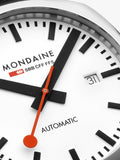 Mondaine automatic watch 39mm black vegan leather strap - British product