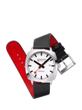 Mondaine automatic watch 39mm black vegan leather strap - British product