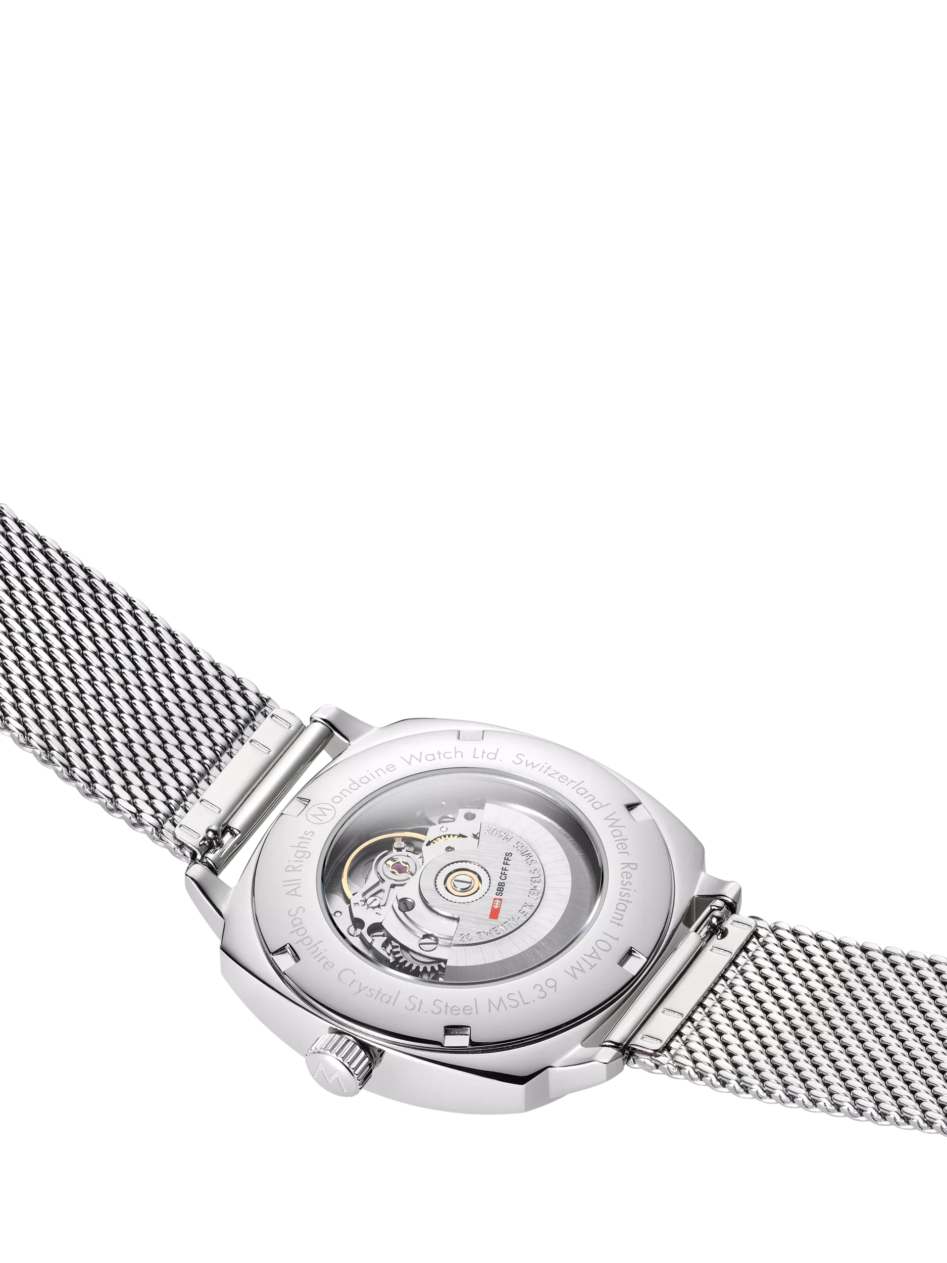Mondaine Cushion Automatic watch 39mm silver stainless steel - British product