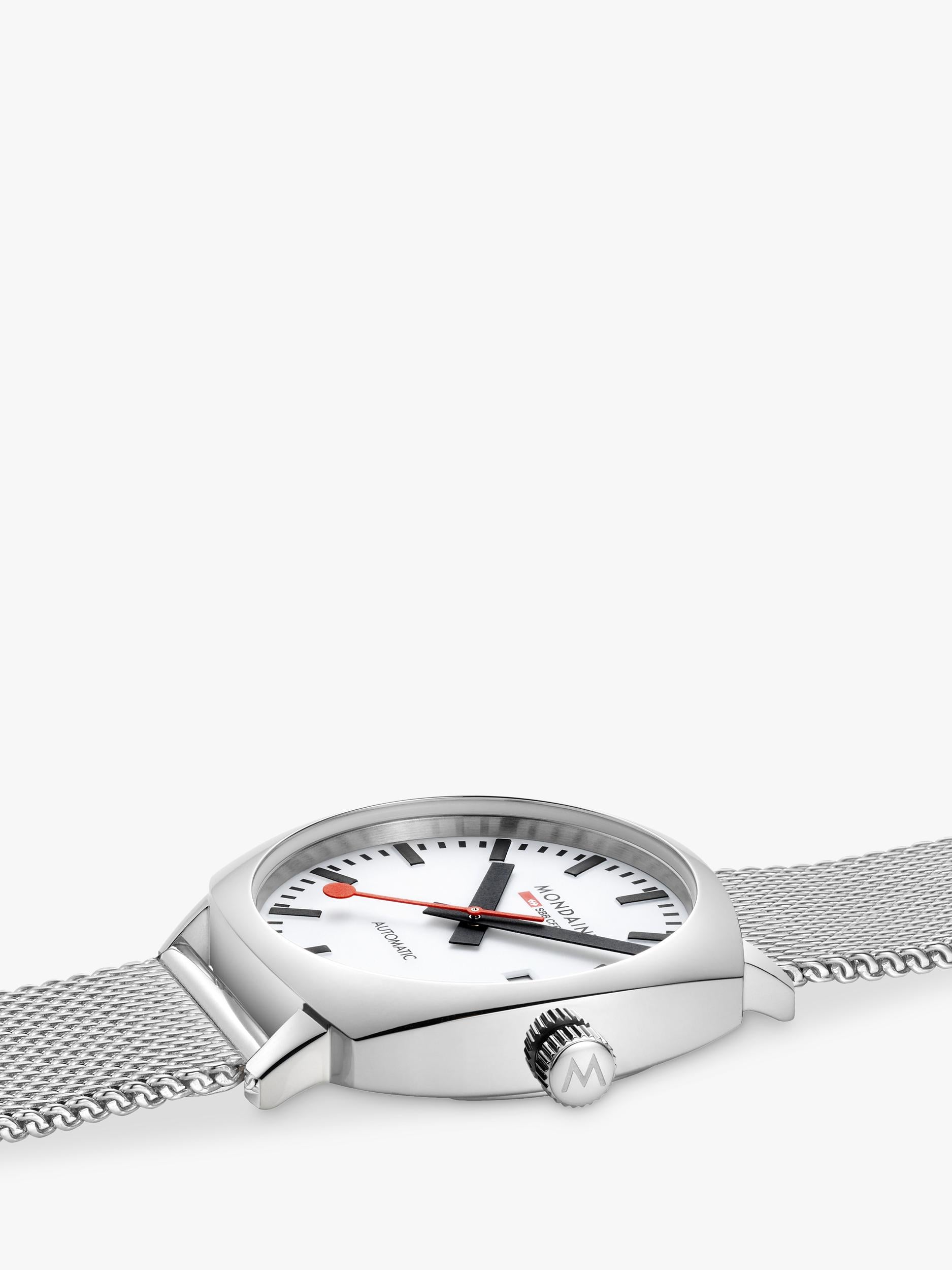 Mondaine Cushion Automatic watch 39mm silver stainless steel - British product