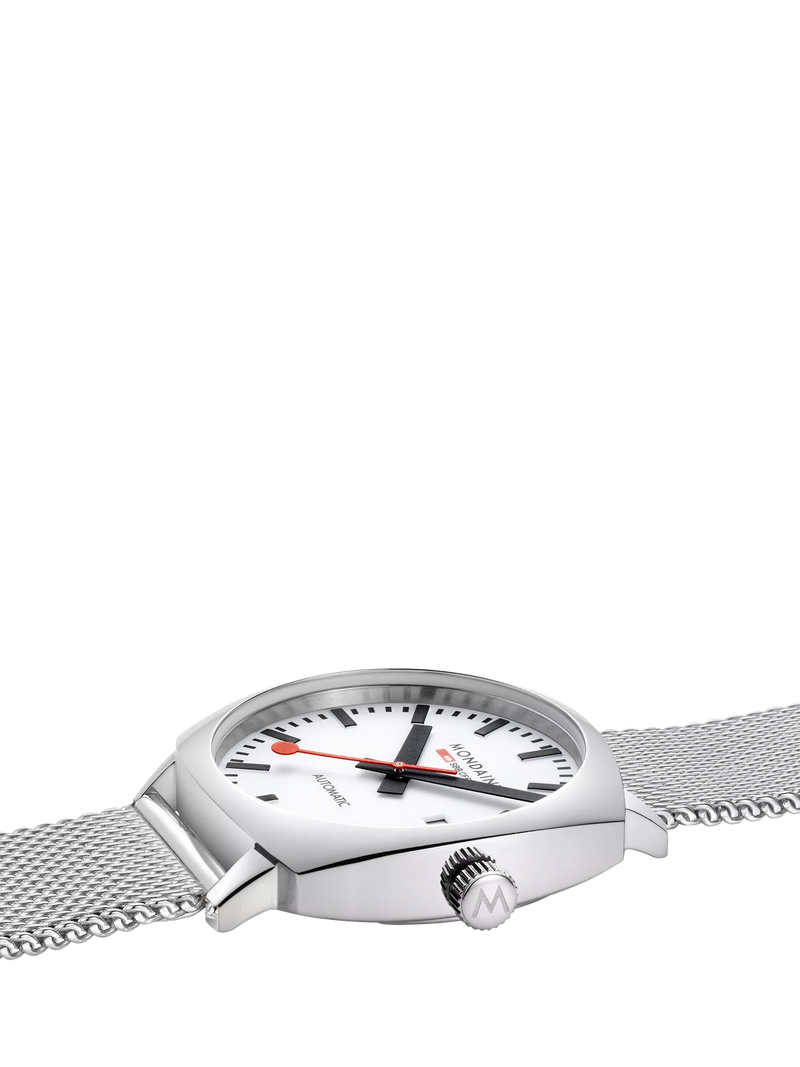 Mondaine Cushion Automatic watch 39mm silver stainless steel - British product