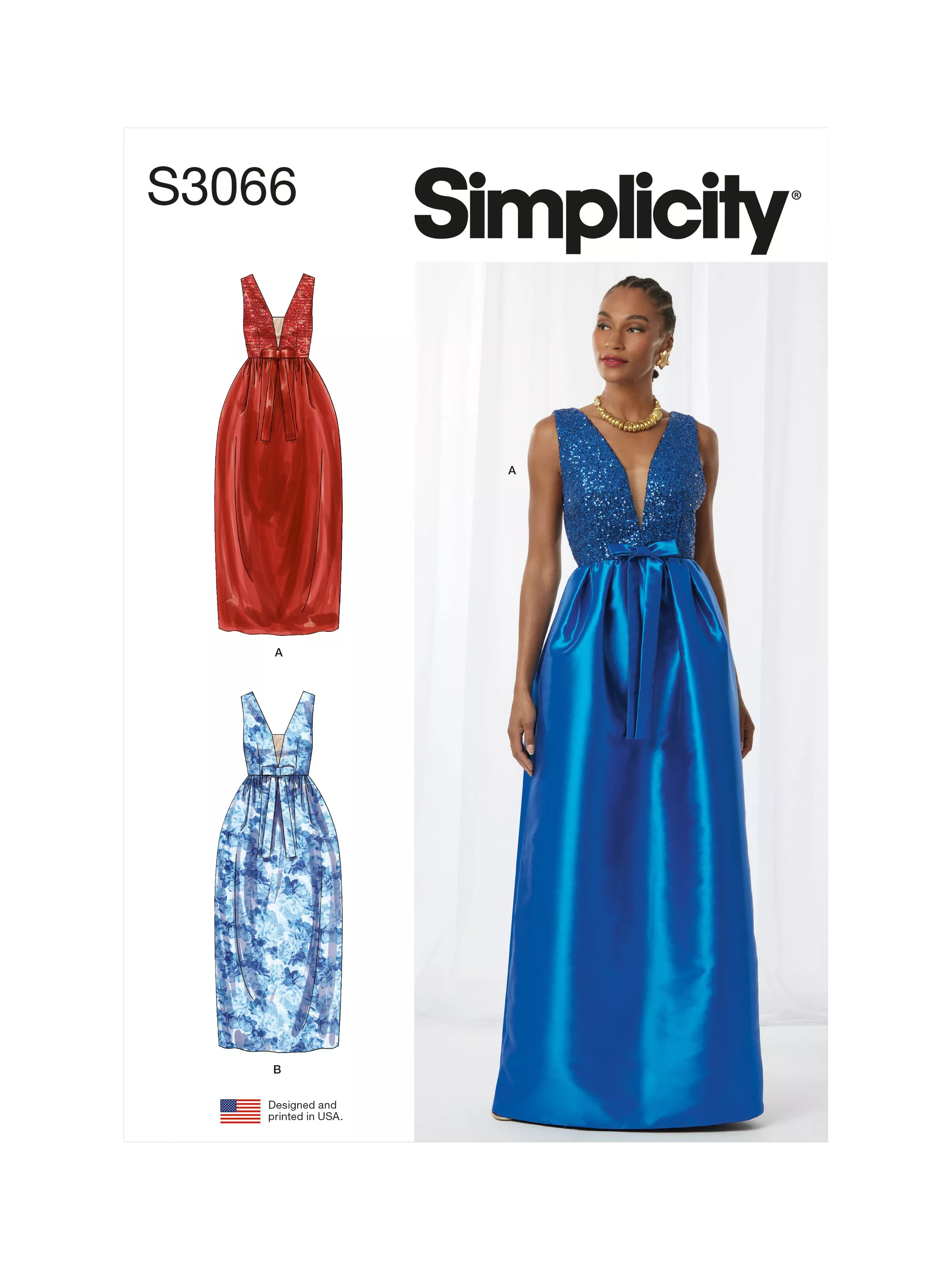 Simplicity sewing pattern Misses' Special Occasion Gown S3066, imported from the UK