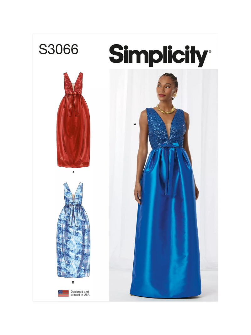 Simplicity sewing pattern Misses' Special Occasion Gown S3066, imported from the UK