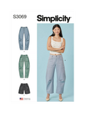 Simplicity sewing pattern barrel leg pants and shorts, imported from the UK