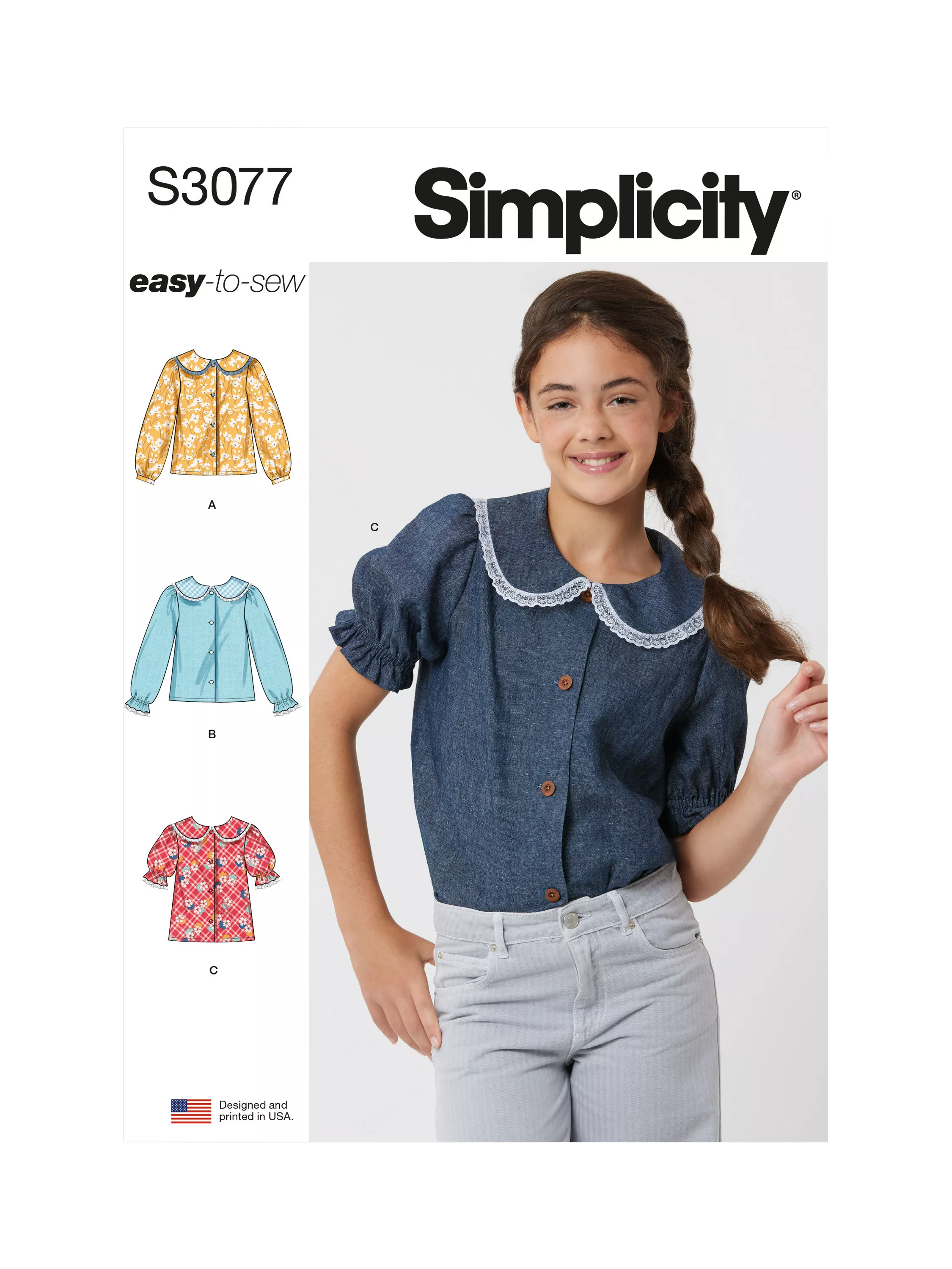 Simplicity Girls' Top Sewing Pattern S3077 - British product