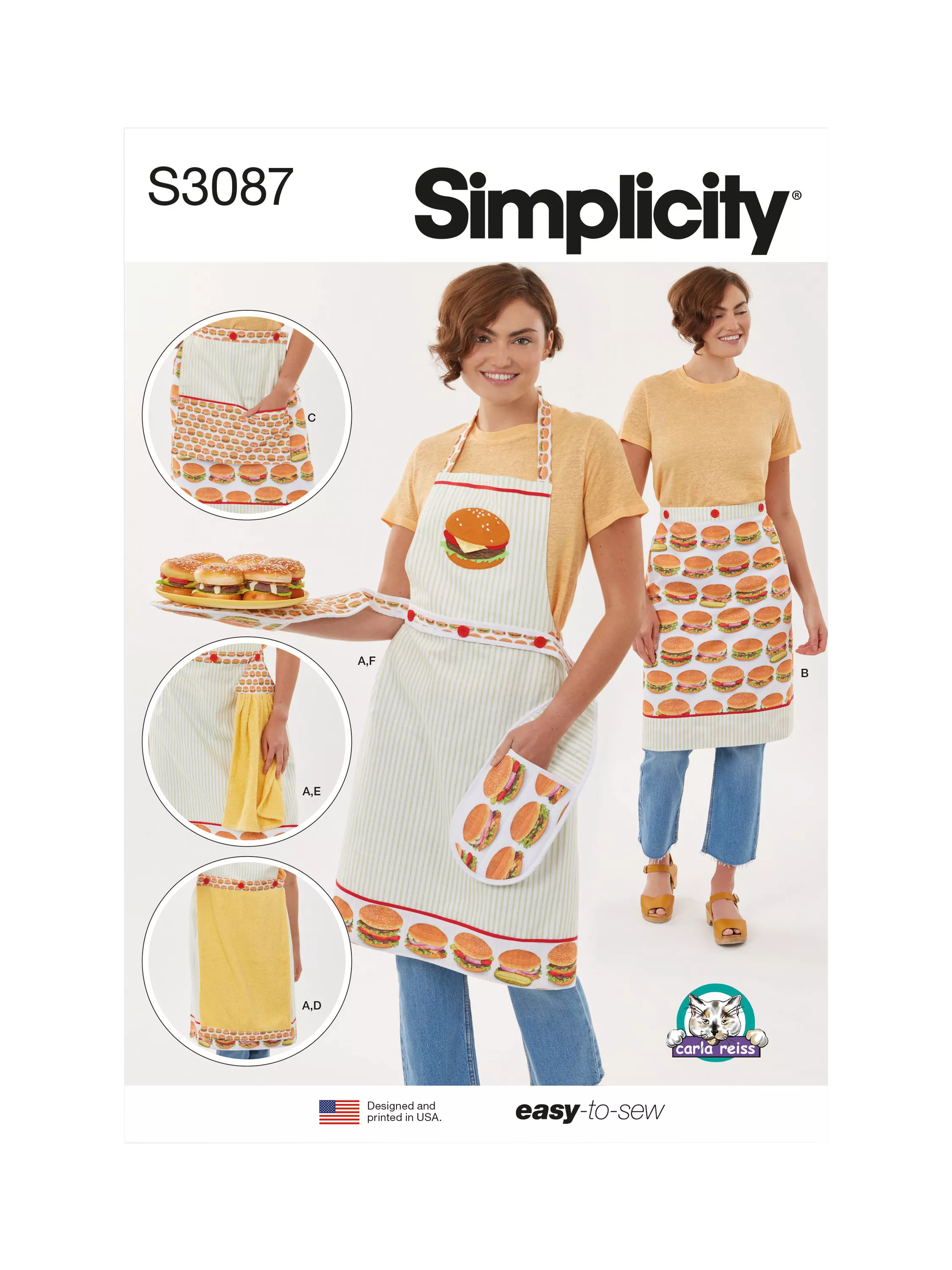 Simplicity sewing pattern for aprons and accessories, UK version