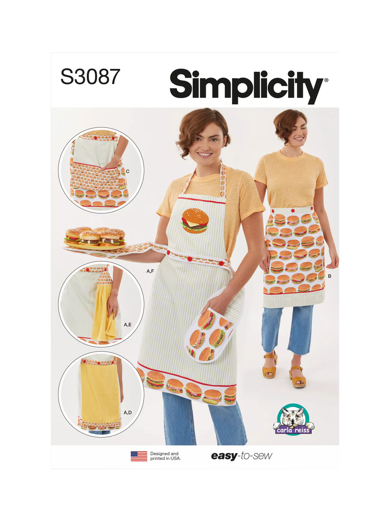 Simplicity sewing pattern for aprons and accessories, UK version