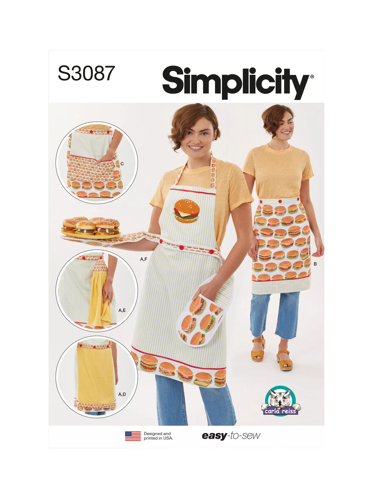 Simplicity sewing pattern for aprons and accessories, UK version